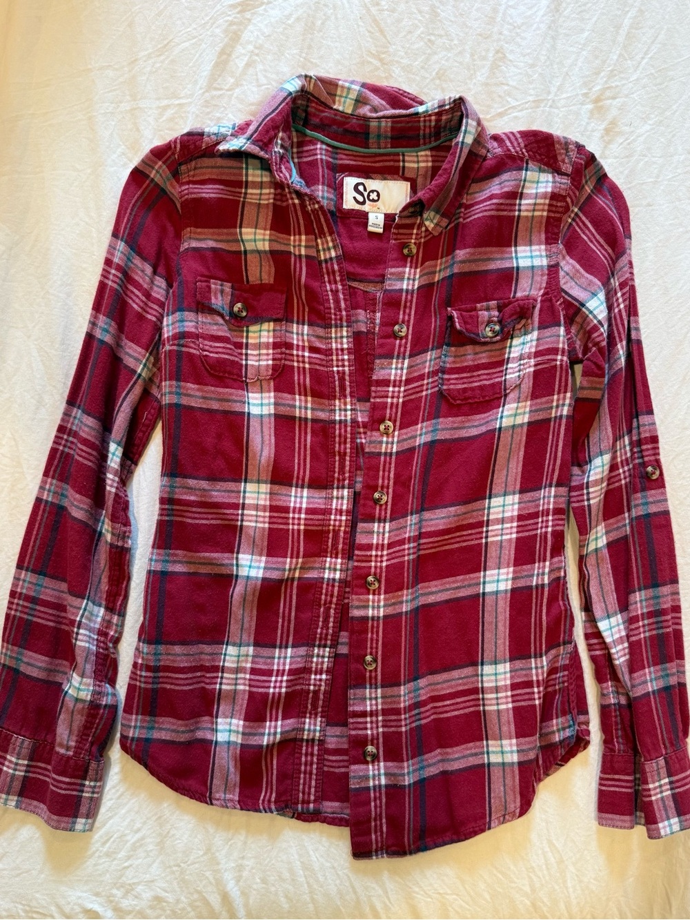 SO Red Plaid Button-Down Shirt